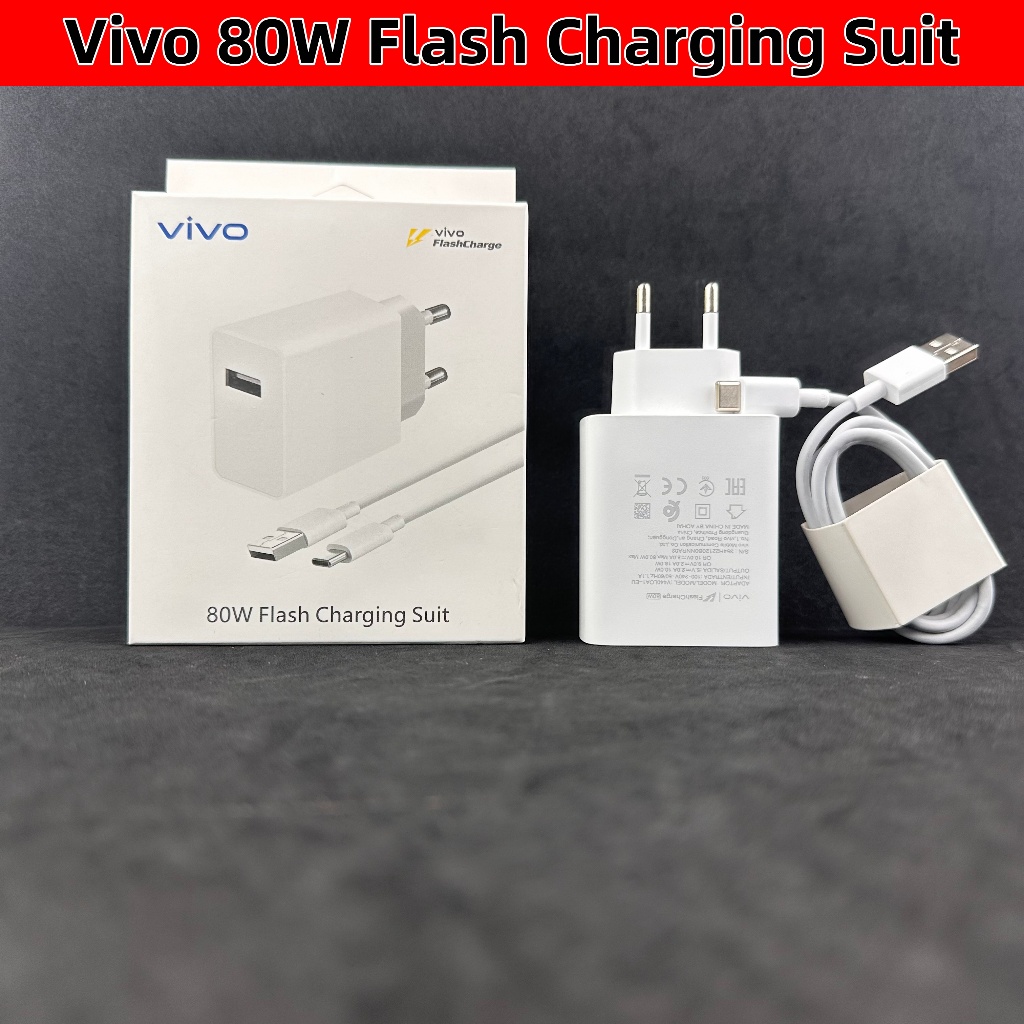 Bộ sạc Flash Vivo 80W chính hãng kèm cáp Type-C 1m cho X100 X90 iQOO 12 Neo9 X100 Pro