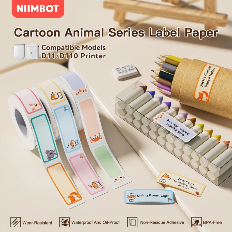 NIIMBOT D11H / D110M / D101 Nhãn dán giấy dán nhãn nhiệt họa tiết màu không thấm nước Thẻ tên Tự dín