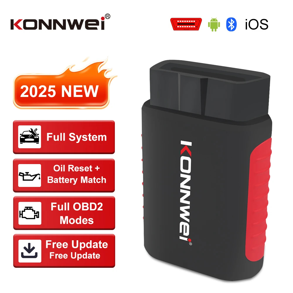 KONNWEI Car Obd2 Full System Scanner Ứng dụng kết nối Bluetooth Quét lỗi Xem chức năng đặt lại EPB /