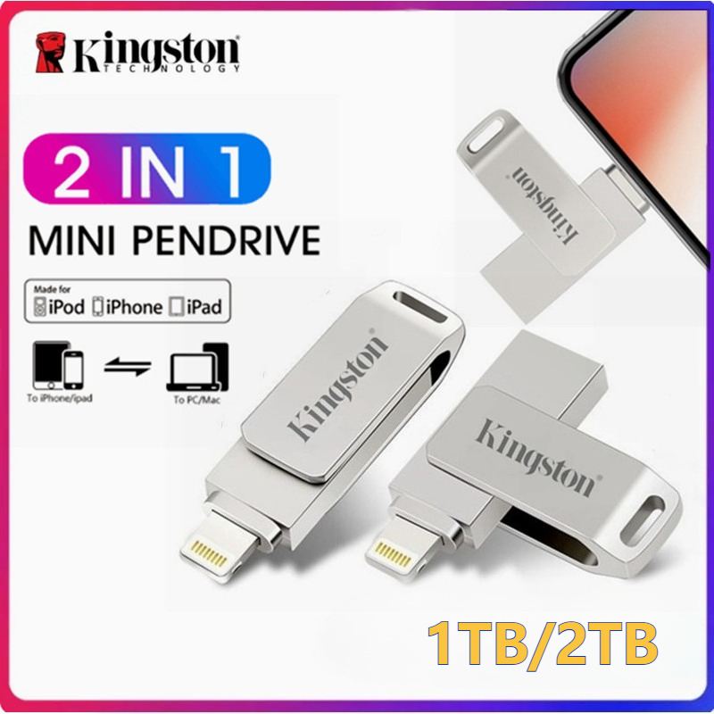 1TB / 2TB Pendrive cho iPhone Flash Drive 2 trong 1 Lightning Memory Stick Tương thích Apple iPad PC