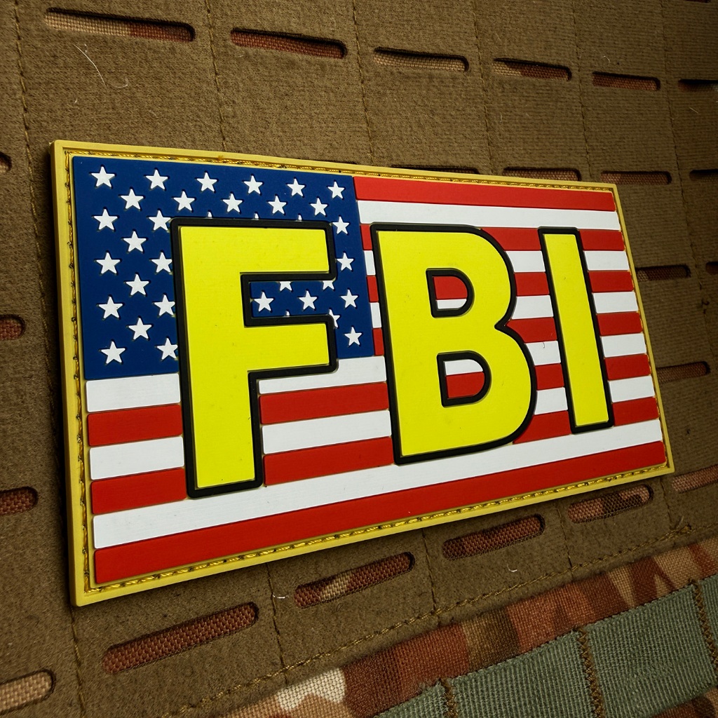 FBI PVC Cao Su Mềm Huy Hiệu Chiến Thuật Áo Vest Miếng Dán Huy Hiệu Có Móc Một Mặt