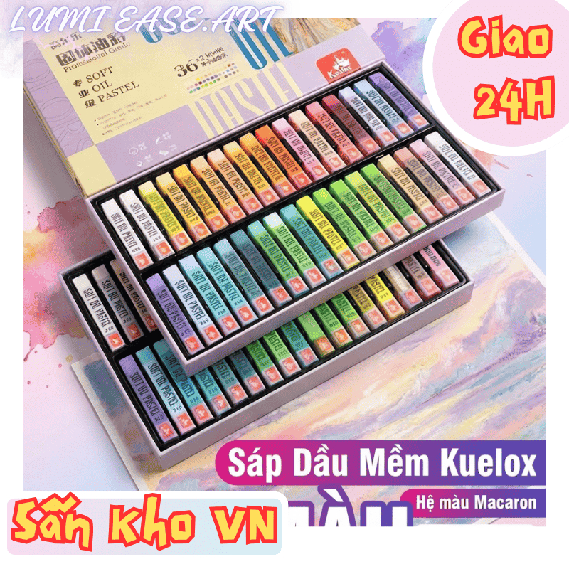 Màu Sáp Dầu Kuelox  Soft Oil Pastel 36 Màu Morandi Macaron Mềm Mịn Bám Tốt – Họa cụ Summer
