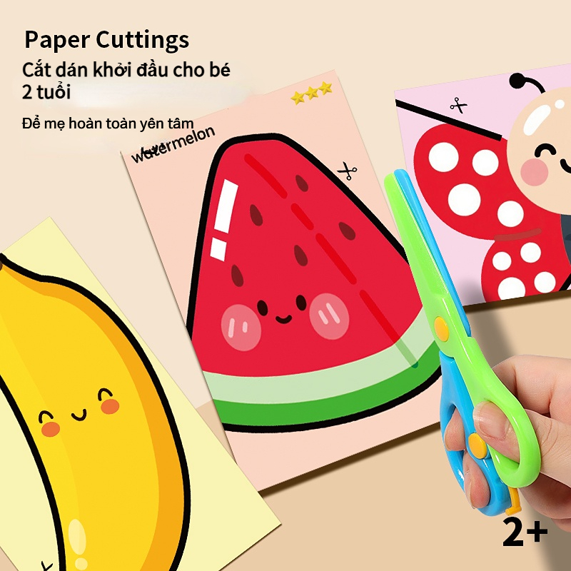 2 Tuổi + Bé Cắt Giấy Đồ Chơi Hoạt Hình DIY Handmade Giáo Dục Sớm Bộ An Toàn Trẻ Em Đồ Chơi Giáo Dục