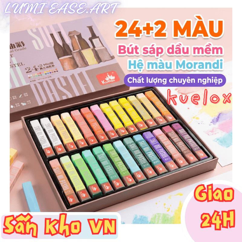 Màu Sáp Dầu Kuelox  Soft Oil Pastel 24 Màu Morandi Mềm Mịn Bám Tốt – Họa cụ Summer