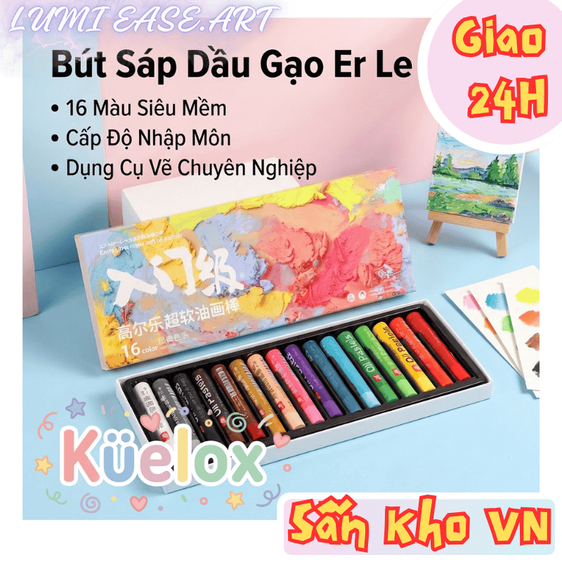 Màu Sáp Dầu Mềm Kuelox Studio Kuelox –  16 Màu CLASSIC Mịn Bám Tốt – Họa cụ Summer