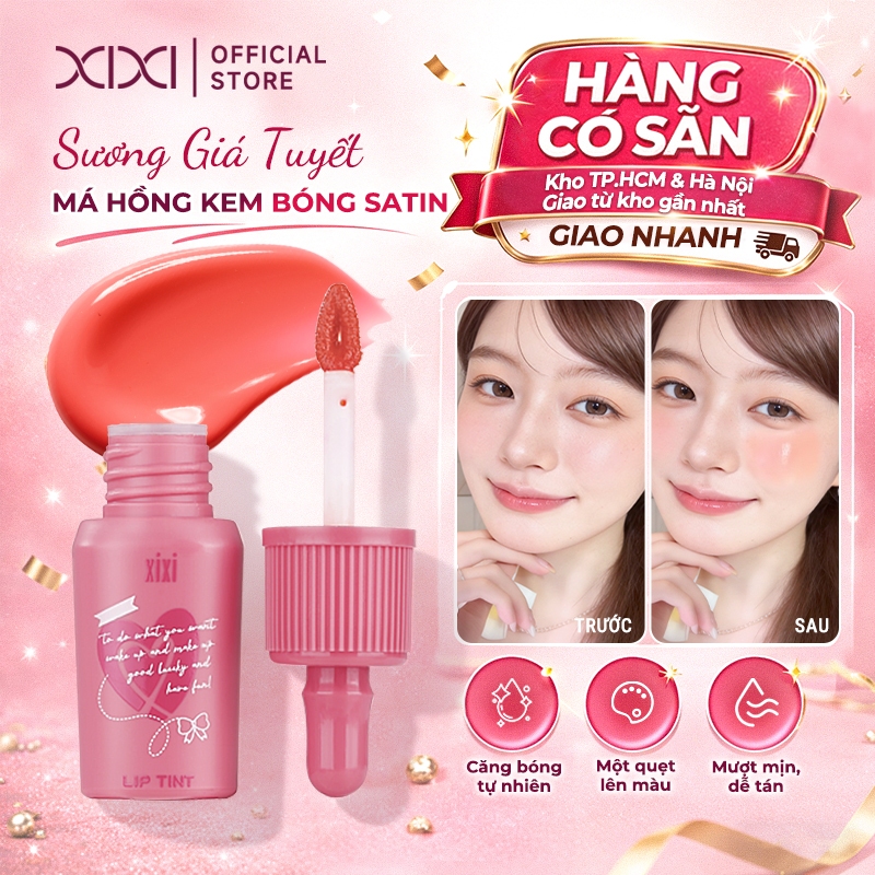 Xixi Kem Blush Tint – Soft Cloudy Finish · Xả tự nhiên · Blush lỏng lâu trôi D514