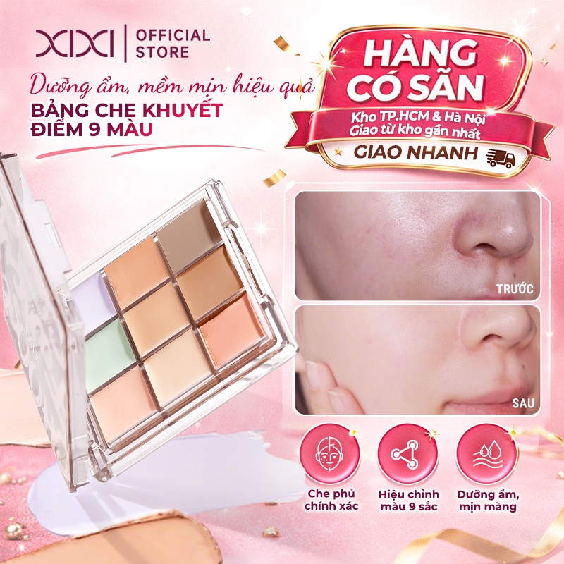 Xixi Bảng Che Khuyết Điểm 9 Màu Đa Năng Che Mụn Thâm Quầng Mắt Làm Sáng Da Tự Nhiên Dễ Dùng GJ888
