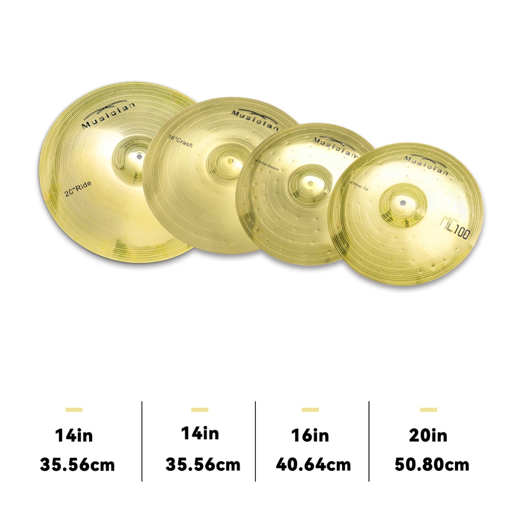 4 Bộ chũm chọe trống hợp kim titan cho bộ trống Phụ kiện gõ bền bỉ Crash Ride Cymbals