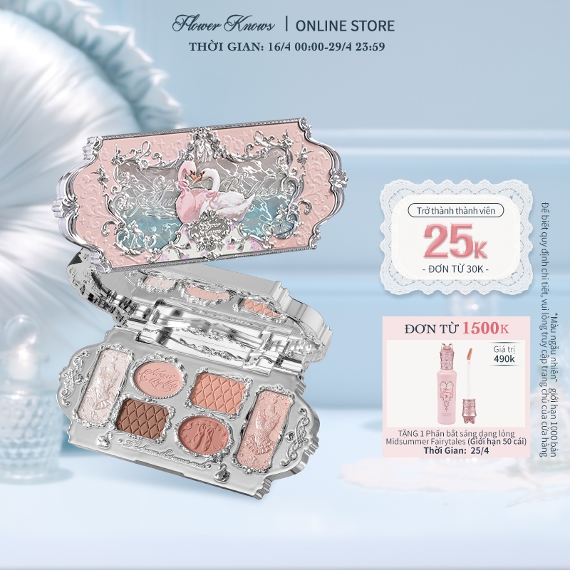 Flower Knows Swan Ballet Series Bảng Phấn Mắt Sáu Màu Hiệu Ứng Lâu Dài Bột Mượt 6.5g[Local delivery] | BigBuy360 - bigbuy360.vn