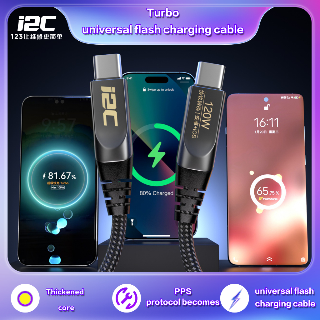 Cáp sạc I2C Turbo Bộ chuyển đổi giao thức sạc nhanh 65W 12M cho nhiều thương hiệu với Công cụ phát h