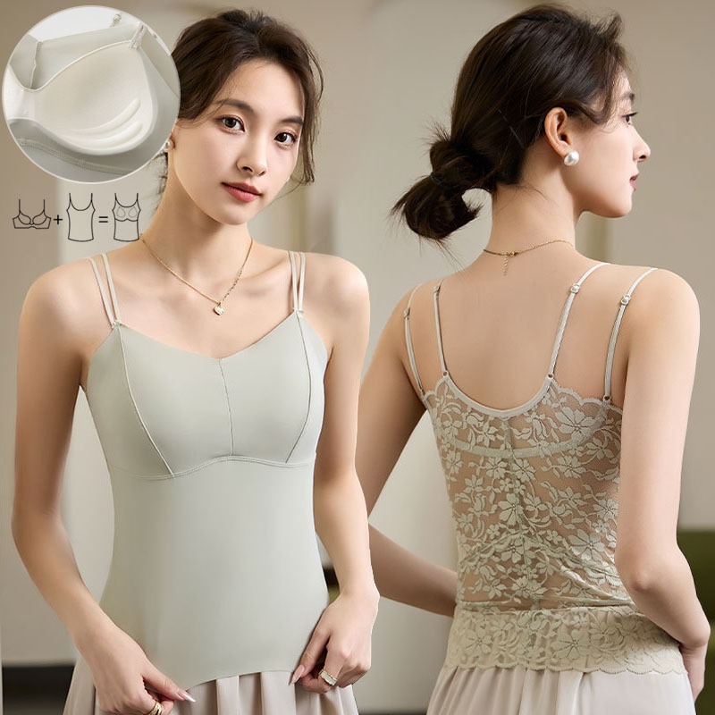 Áo Ngực Có Đệm Ren Cami Top Nữ Spaghetti Dây Đeo Top Camisole