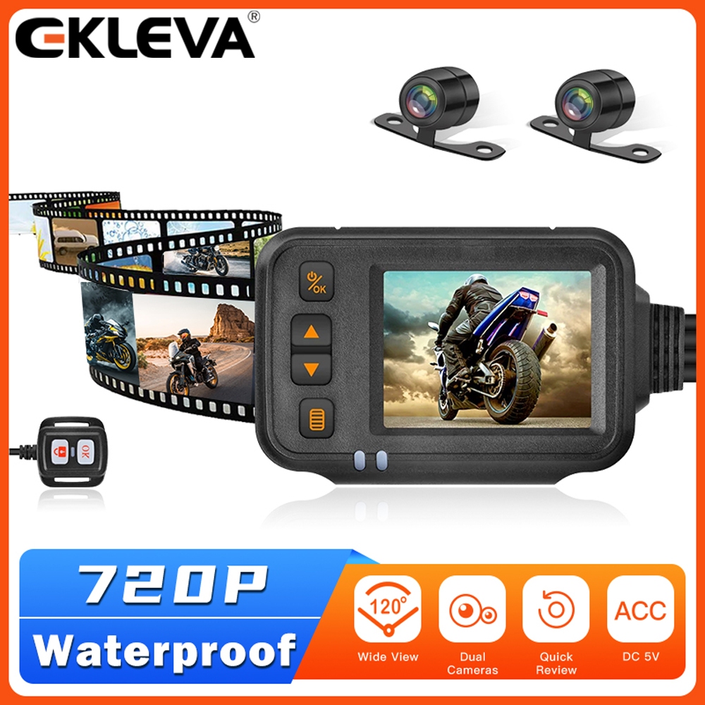 Ekleva camera Ghi Hình Trước Sau Chống Nước 720p hd Cho Xe Mô Tô dvr dash dvr