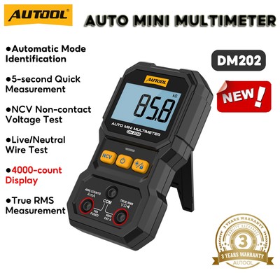 AUTOOL DM202 Đồng hồ vạn năng mini tự động hiển thị 4000 đếm tự động nhận dạng chế độ kiểm tra điện áp không tiếp xúc NCV