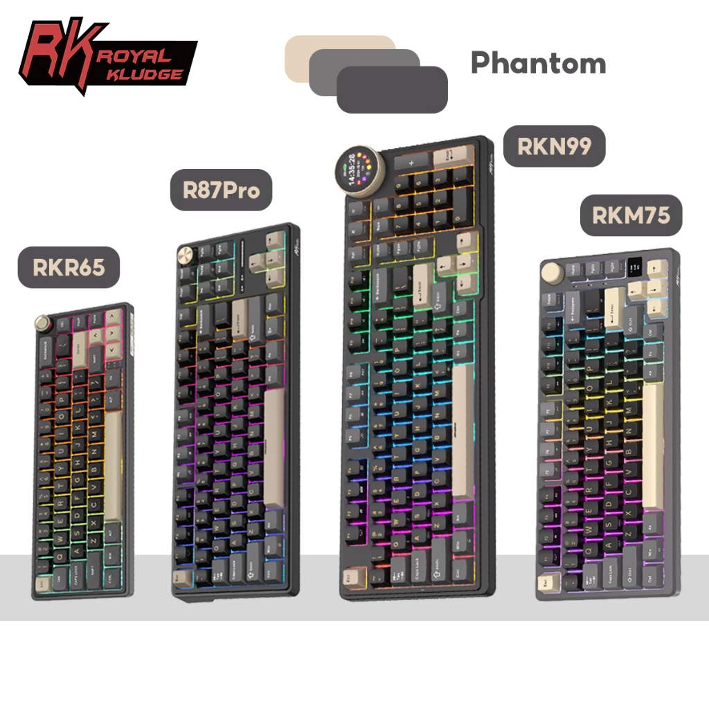 Royal Kludge RK M20 R65 R75 M75 R87Pro R98Pro N99 68HE 75HE R75PRO R108 Phantom Có Núm Bàn Phím Cơ R