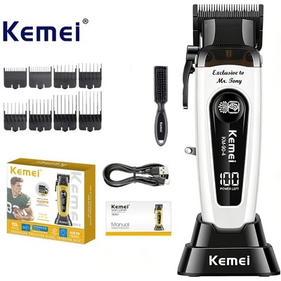 Máy cắt tóc điện chuyên nghiệp Kemei 10W Máy cắt tóc không dây công suất lớn có thể sạc lại Máy cắt tóc nam KM-90-4