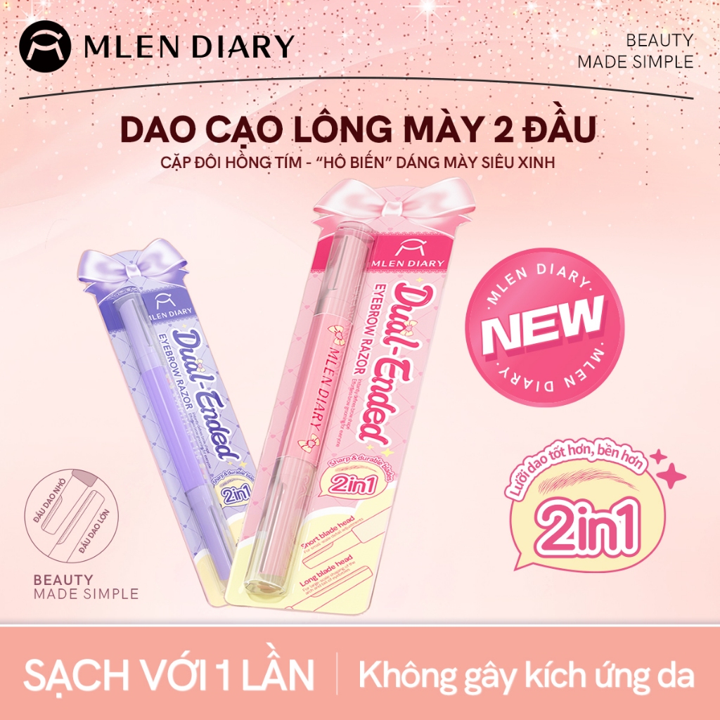 MLEN DIARY Dao Cạo Lông Mày 2 Đầu 2in1 Cao Cấp - Định Hình Dáng Mày Siêu Xinh…