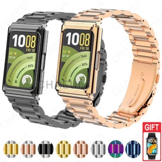 Dây đeo bằng thép không gỉ có khung Phụ kiện vòng tay kim loại cho Huawei Band 11 Pro 10 9 8 7 6 / Honor Band 9 7 6