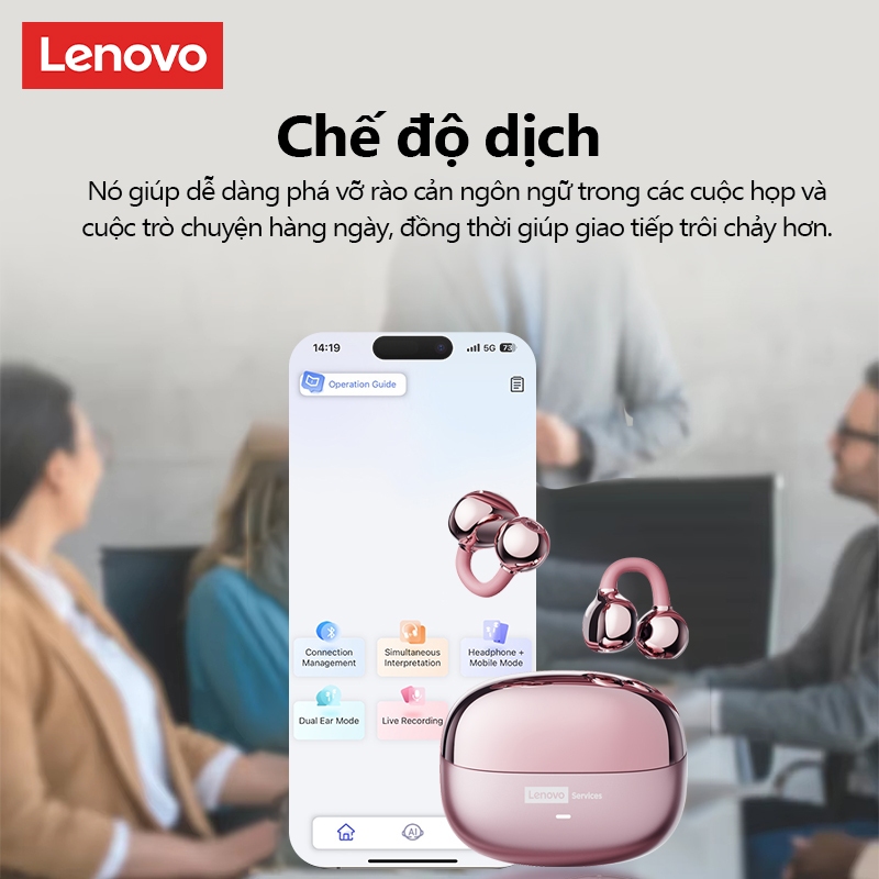 Tai nghe Bluetooth Lenovo LE302 AI Chất lượng âm thanh HIFI Dịch thời gian thực Đa ngôn ngữ Đi kèm với Trợ lý giọng nói Bluetooth 6.0 | BigBuy360 - bigbuy360.vn