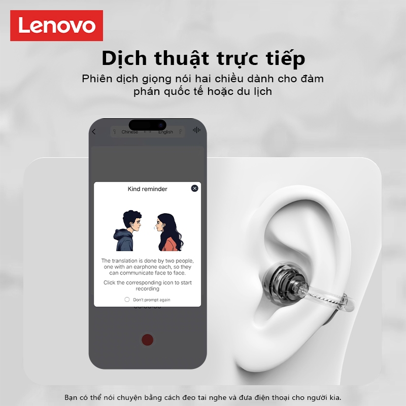 Tai nghe Bluetooth Lenovo LE302 AI Chất lượng âm thanh HIFI Dịch thời gian thực Đa ngôn ngữ Đi kèm với Trợ lý giọng nói Bluetooth 6.0 | BigBuy360 - bigbuy360.vn