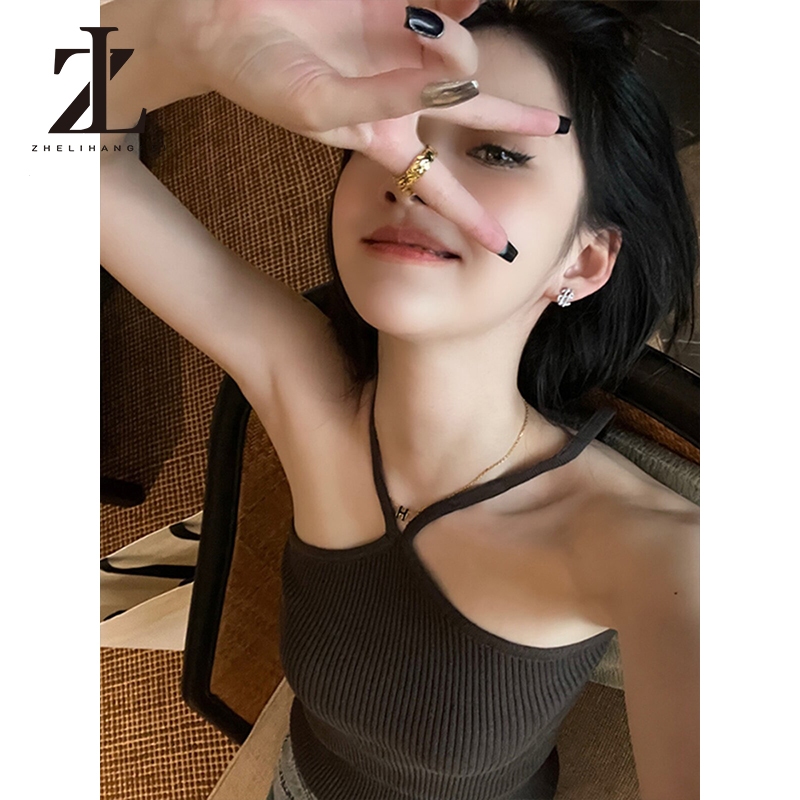 ZHELIHANGFEI Áo yếm dệt kim cổ trắng của Mỹ | BigBuy360 - bigbuy360.vn
