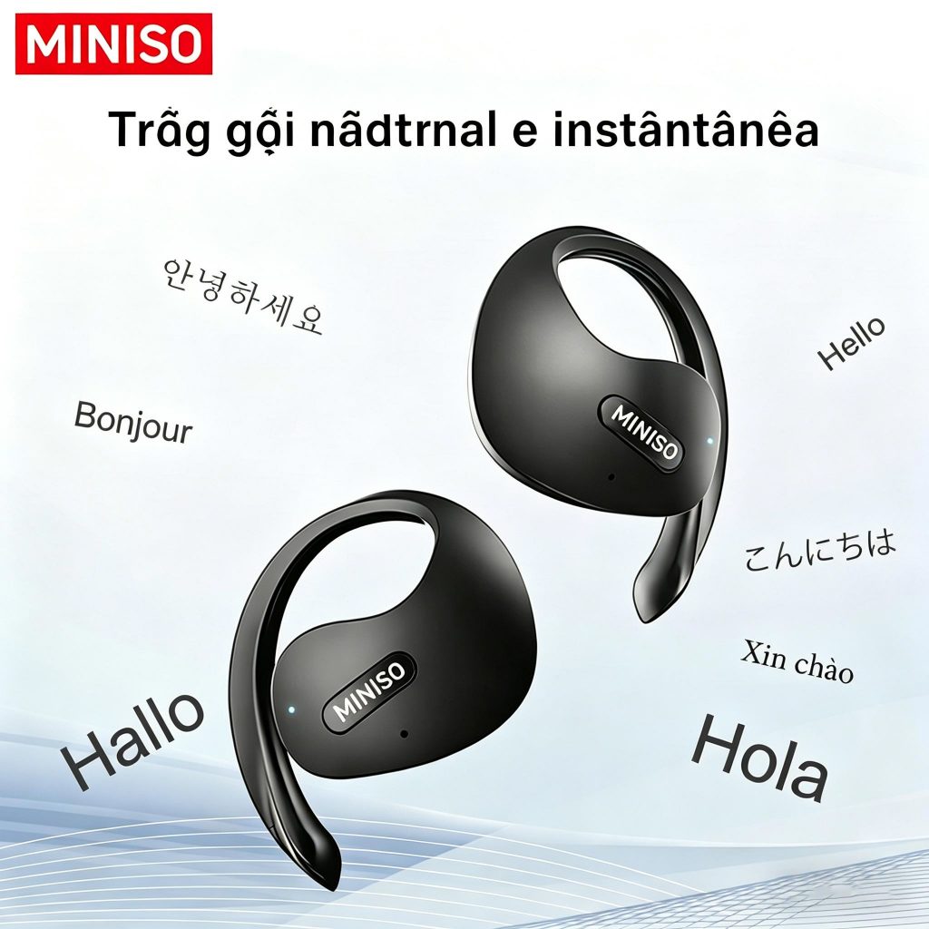 Tai nghe dịch ngôn ngữ AI MINISO X15 Pro – Bluetooth 5.4, 135 ngôn ngữ, Thiết kế tai mở thoải mái | BigBuy360 - bigbuy360.vn