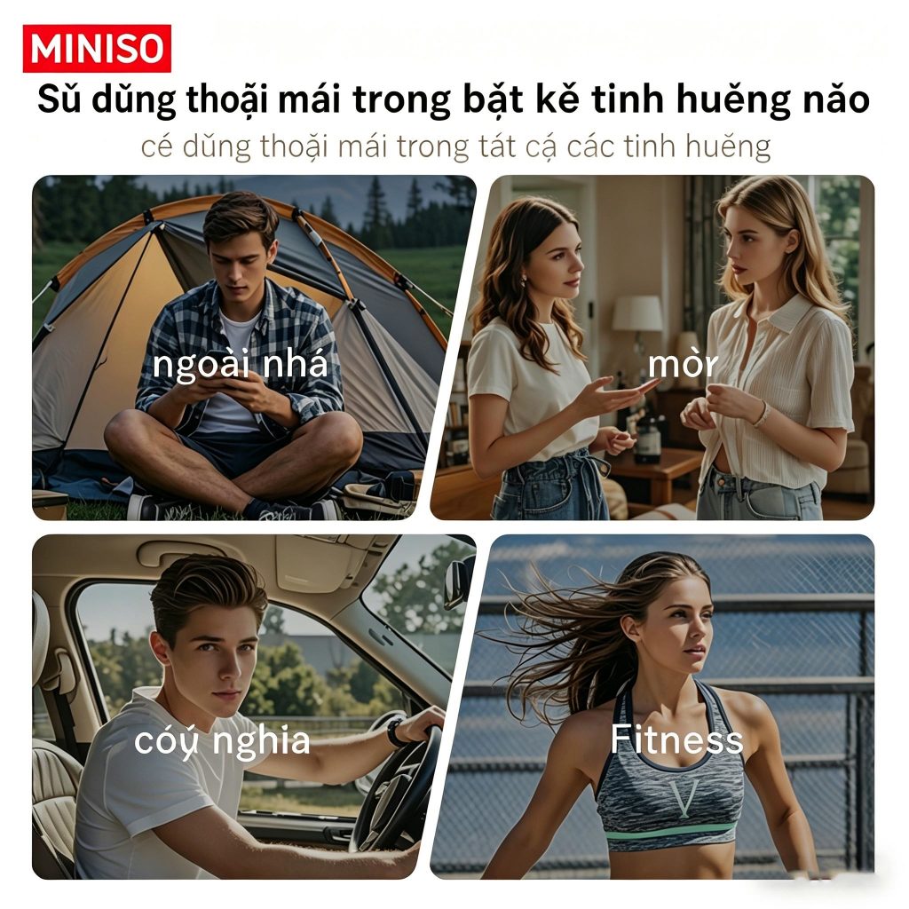 Tai nghe dịch ngôn ngữ AI MINISO X15 Pro – Bluetooth 5.4, 135 ngôn ngữ, Thiết kế tai mở thoải mái | BigBuy360 - bigbuy360.vn