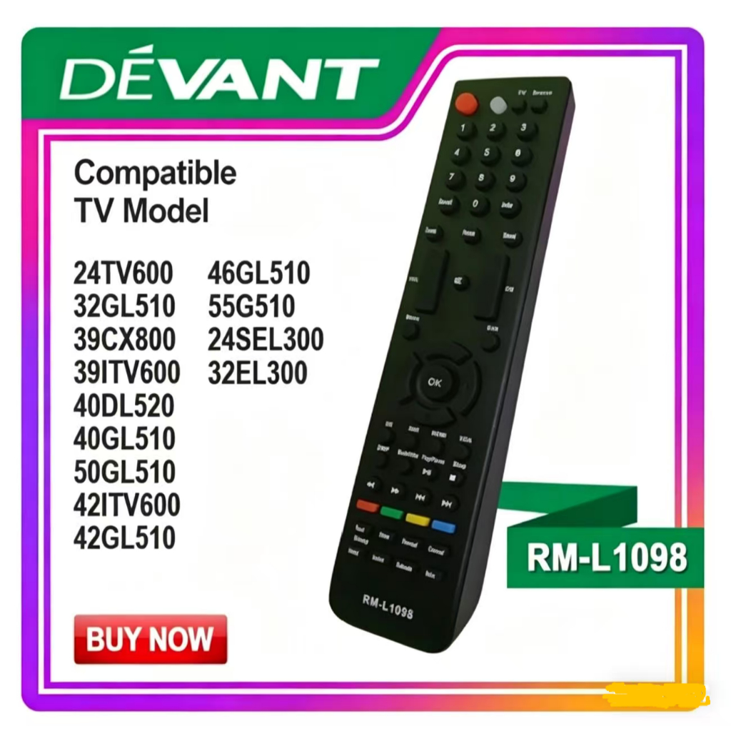 RM-L1098 DEVANT Điều khiển từ xa Tương thích với TV Model 24TV600 / 32GL510 / 39CX800 / 39ITV600 / 4