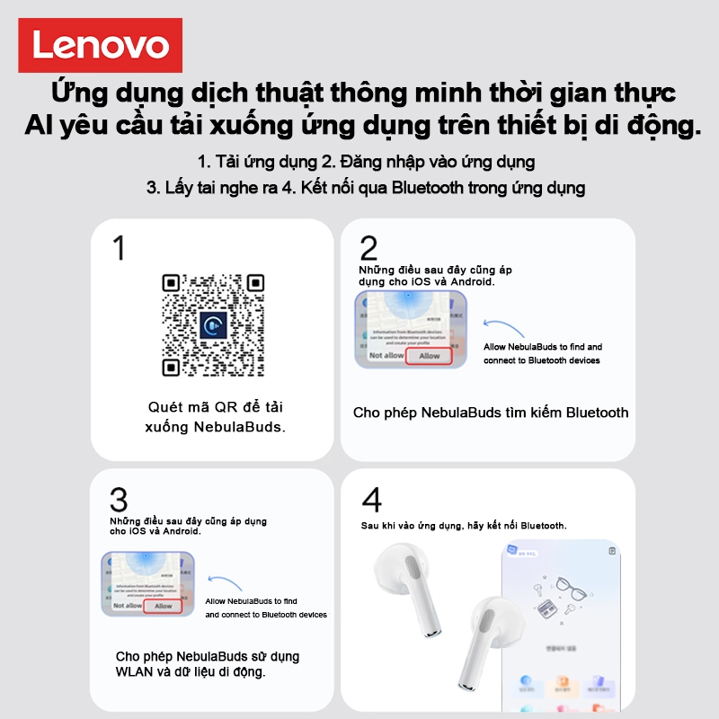 Tai nghe Bluetooth Lenovo LP2 Pro AI Dịch thuật thời gian thực Ghi AI Giảm tiếng ồn thông minh Pin dung lượng lớn Bluetooth 5.4 | BigBuy360 - bigbuy360.vn