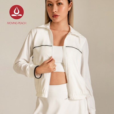 MOVING PEACH Áo khoác thể thao nữ Nhẹ UPF 50 + Cổ Mock Áo khoác chống tia cực tím dáng rộng vừa vặn Chạy bộ ngoài trời Mặc hàng ngày ASN