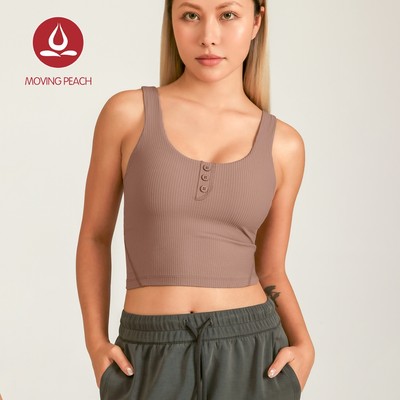 Moving Peach Nữ Thể Thao Tank Top Ôm Vừa Vặn Cố Định Ngực - Phù Hợp Tập Gym và Chạy Bộ