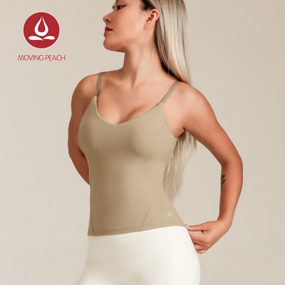 MOVING PEACH Nữ Xe Tăng Thể Thao Thoải Mái, Dây Đeo Điều Chỉnh, Top Yoga Có Áo Ngực Tháo Rời, Áo Tập Gym Khiêu Vũ CVU (LUMAIR)