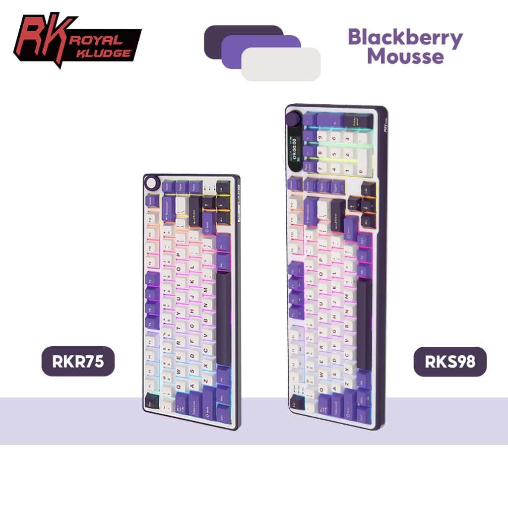Bàn phím cơ Royal Kludge RK R75 S98 Blackberry RGB có núm