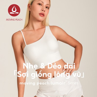 Moving Peach - Áo thể thao bất đối xứng nữ, phù hợp yoga và gym, tiện lợi hàng ngày