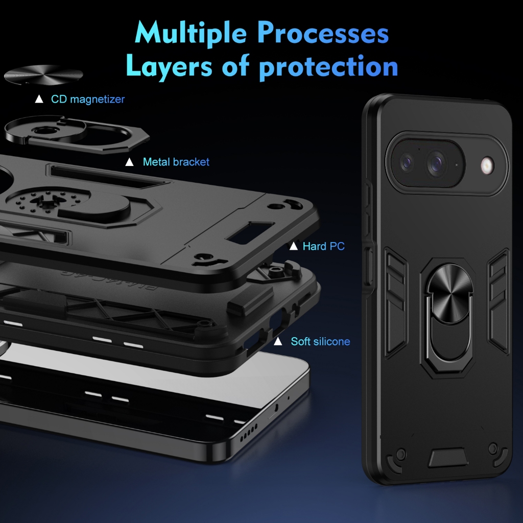 Ốp Lưng Cho Google Pixel 9 5G Pixel9 G2YBB GUR25 G1B60 Ốp Điện Thoại Ô Tô Từ Tính Giá Đỡ Vòng Giáp C