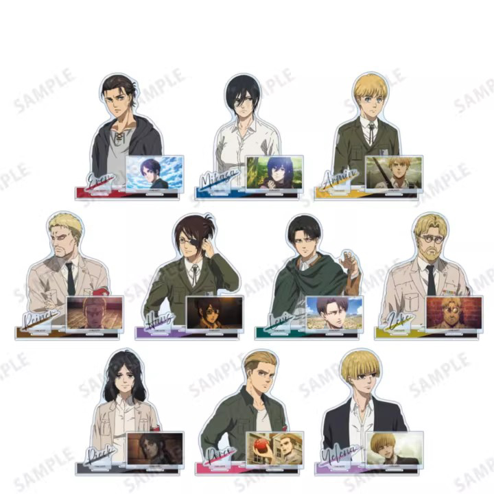 Bộ Đế Acrylic Attack on Titan – Eren, Mikasa, Armin, Reiner Braun Anime Sưu Tập Trang Trí Bàn Làm Vi