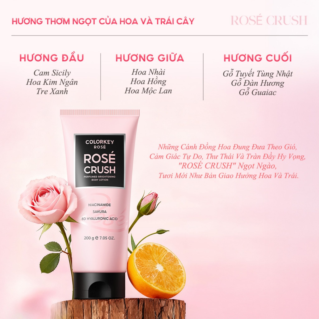 [Võ Hà Linh x Colorkey] COMBO 2 Sữa Dưỡng Thể Body Lotion COLORKEY ROSÉ Hỗ Trợ Dưỡng Sáng Và Cấp Ẩm, Hương Ngọt Ngào 200g/chai X 2 | BigBuy360 - bigbuy360.vn