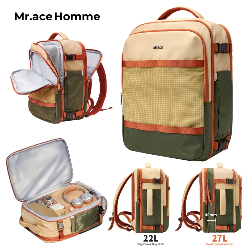 Mr.ace Homme Balo Du Lịch Dung Tích Lớn Mở 180 Độ Có Ngăn Laptop Chống Nước Balo Đi Phượt 3463