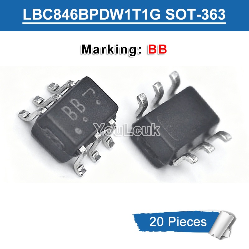 20 Chiếc LBC846BPDW1T1G Đánh Dấu BB SOT-363 65V / 100mA NPN + PNP BJT Transistor Mới Ban Đầu