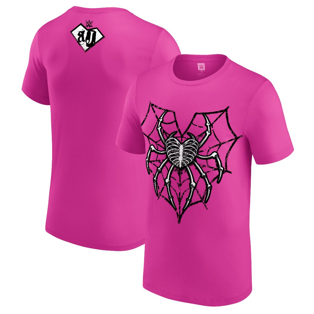 Áo thun nam màu hồng AJ Lee Spider Web Heart mới của Wwe