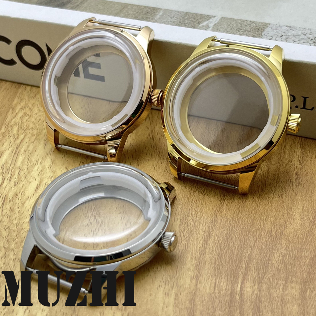 40MM Arched Glass Cocktail Thép không gỉ S Crown Watch Case Fit NH34 NH35 NH36 NH38 NH39 NH70 NH72 4