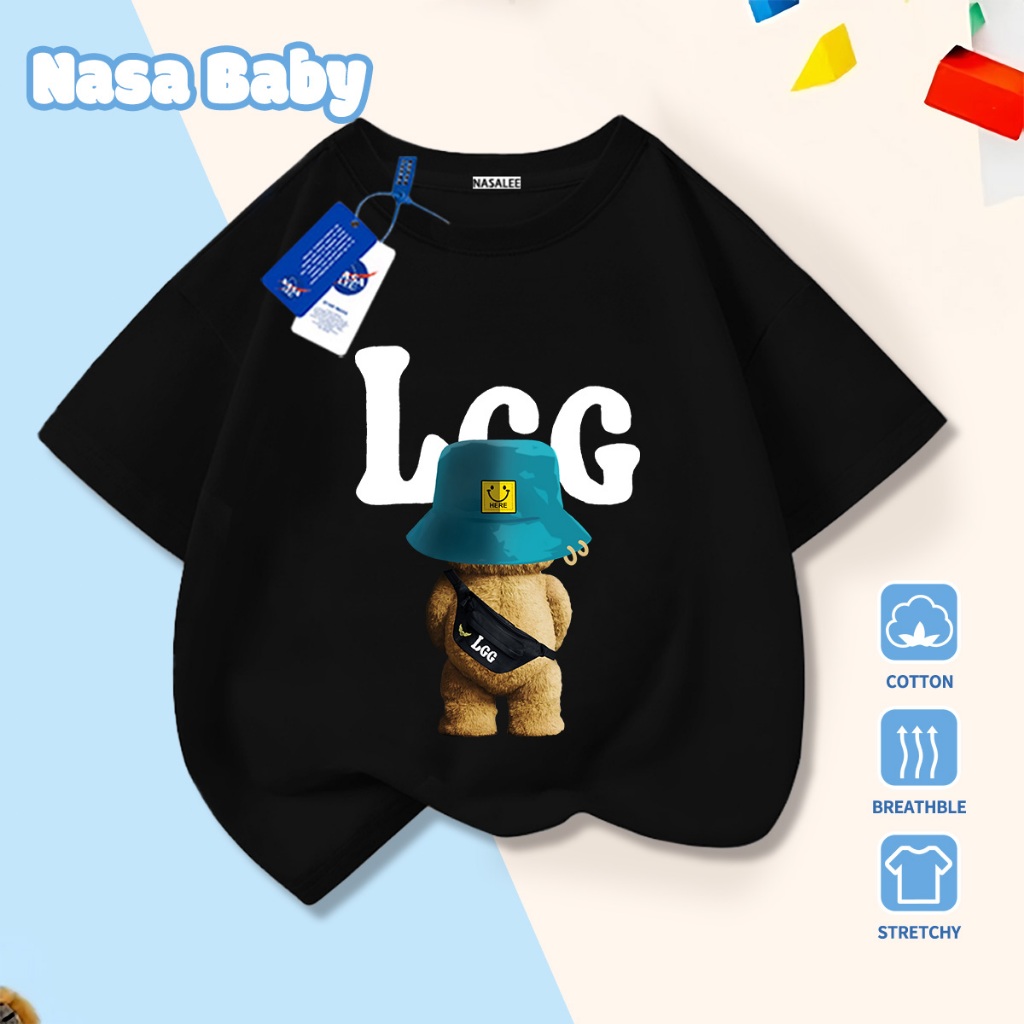 Dịch sang tiếng Việt: Áo phông NASALEE, áo cộc tay unisex trẻ em mùa hè, chất cotton thoáng khí.