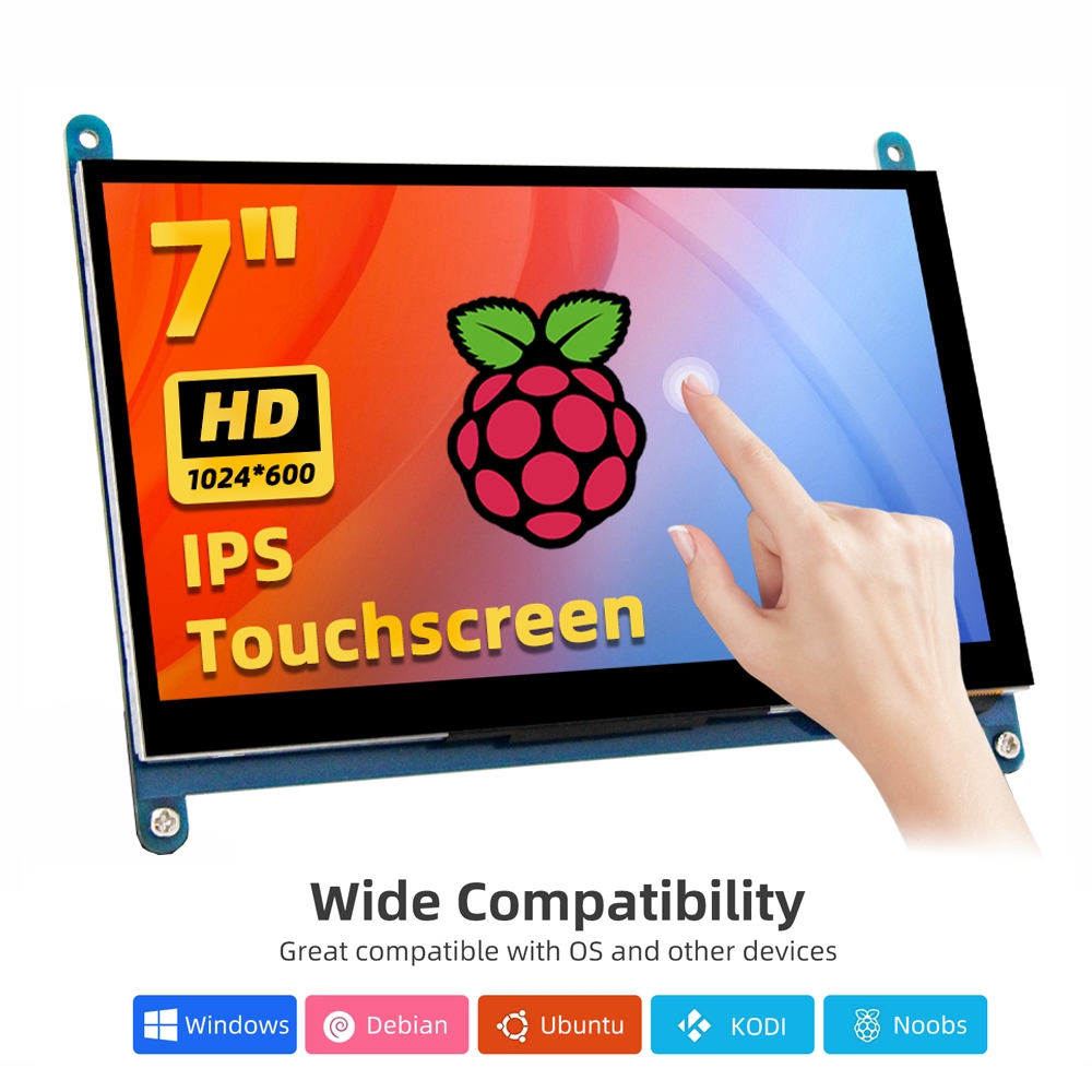 Màn hình cảm ứng điện dung 7 Inch IPS 5 điểm 1024x600 cho Raspberry Pi 5 / 4 / 3 / 2 & Windows