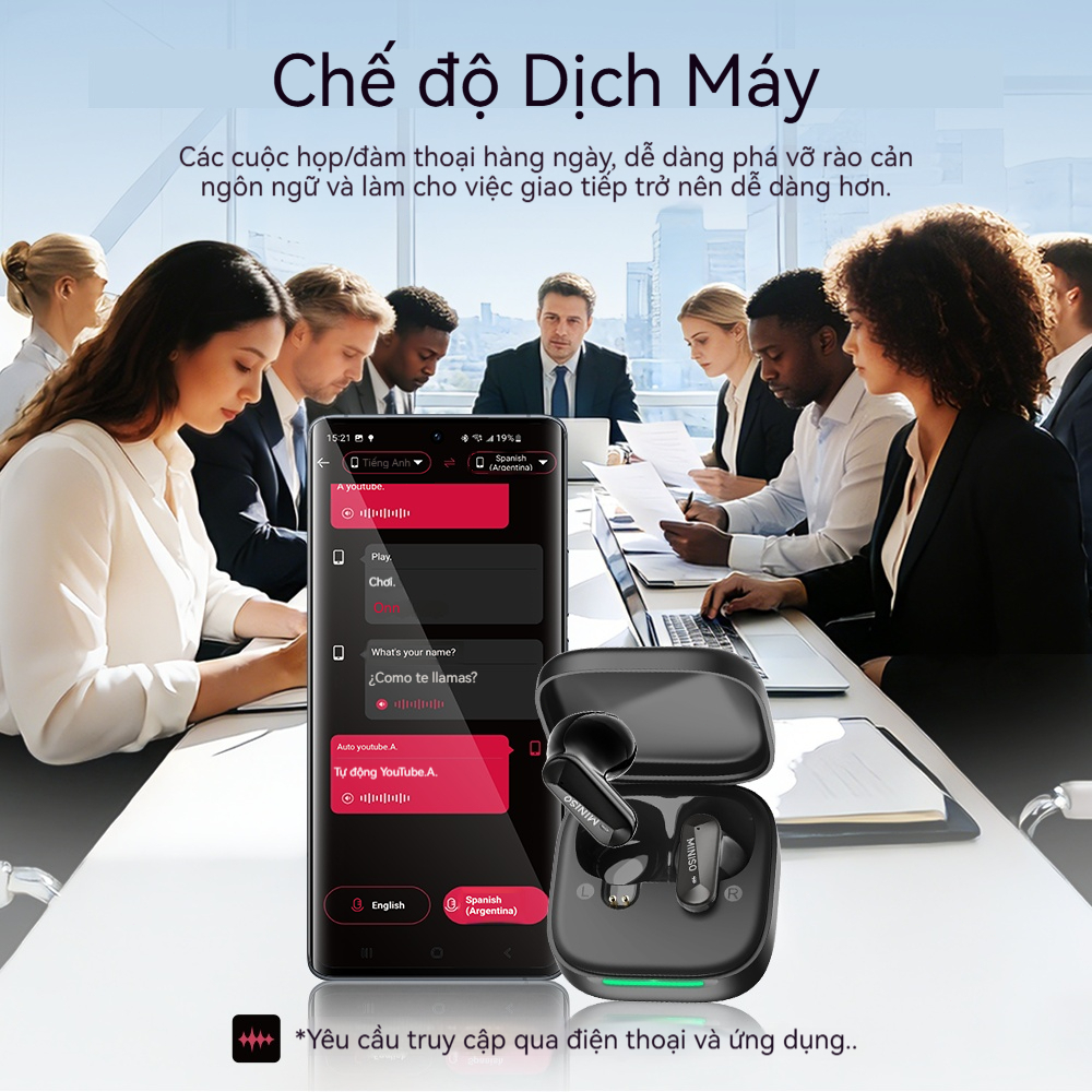 MINISO MS119 Tai Nghe Phiên Dịch AI  Tai nghe Bluetooth 6.0  Hỗ trợ dịch thuật 134 ngôn ngữ Tai nghe thể thao Khử tiếng ồn Âm thanh nổi Hi-Fi Âm thanh ASMR Chống nước IPX5 Độ trễ thấp | BigBuy360 - bigbuy360.vn