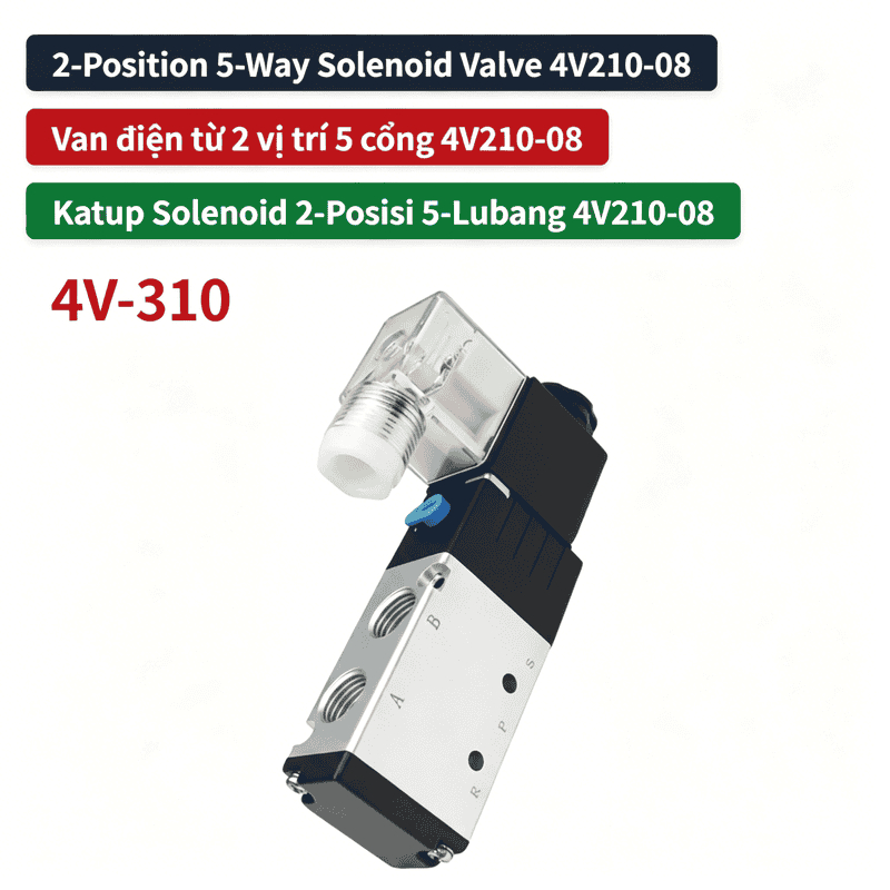 4V310-10 2-Position 5-Way Pneumatic Solenoid Valve DC12V、24V AC220V Large Flow Economic/Premium Type