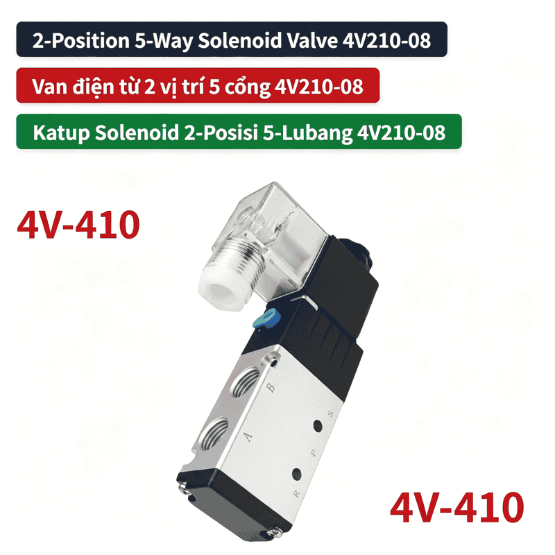 4V410-15 2-Position 5-Way Pneumatic Solenoid Valve DC12V|24V AC220V Super Large Flow