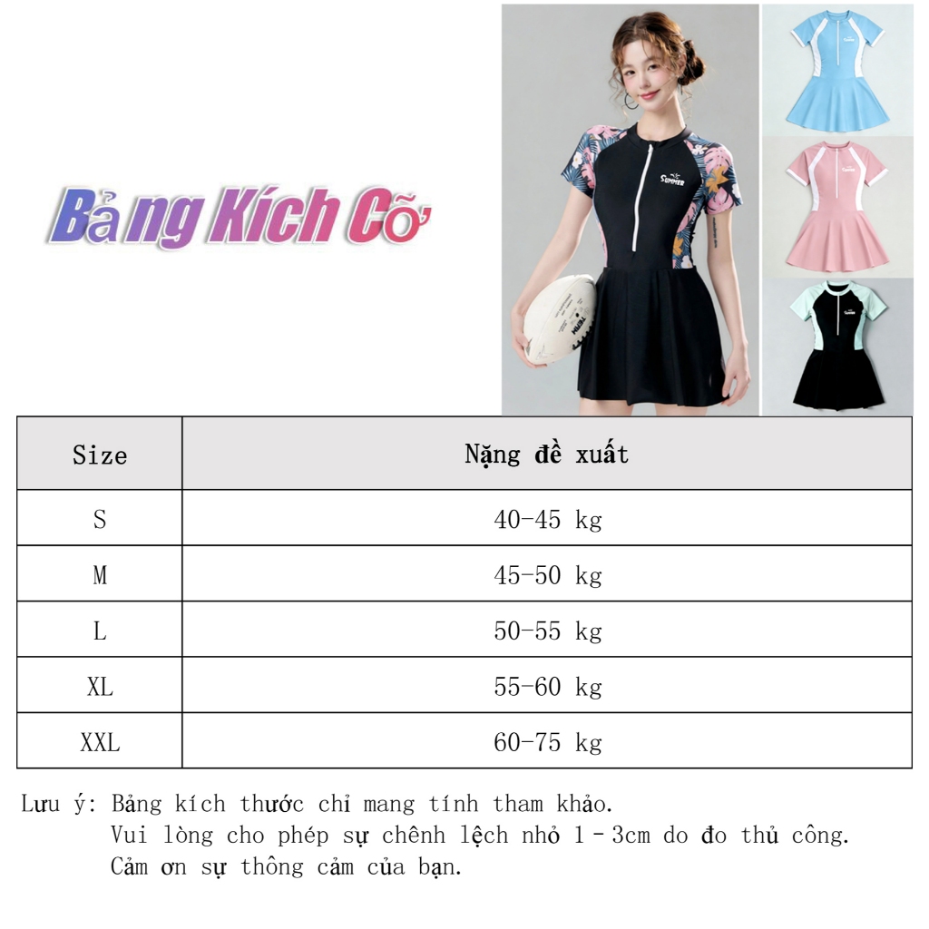 Bộ đồ bơi nữ mới mùa hè, áo tay dài màu đen - hồng - trắng, chống nắng, chống tia UV, khóa kéo phía trước, phù hợp mặc ở bãi biển và hồ bơi. | BigBuy360 - bigbuy360.vn