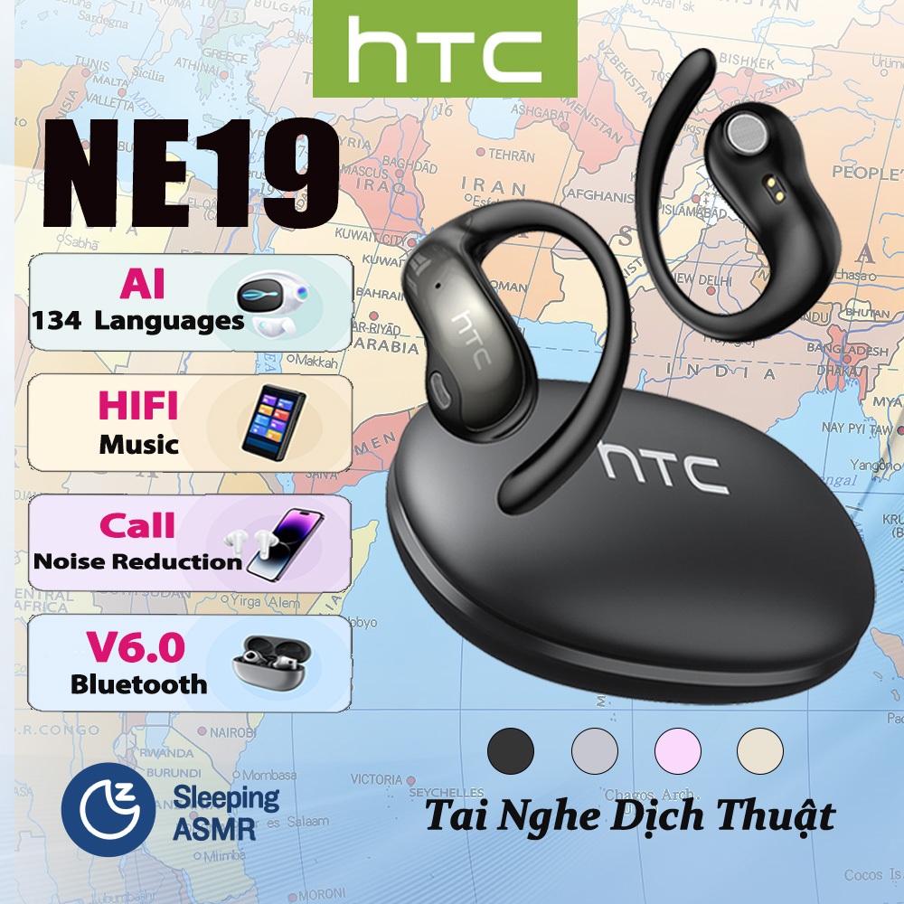 HTC NE19 AI tai nghe dịch thuật V5.4 Tai Nghe Bluetooth HIFI Gọi Chống Ồn Không Dây Chống Ồn IP54 Tai Nghe Thể Thao Chống Nước | BigBuy360 - bigbuy360.vn