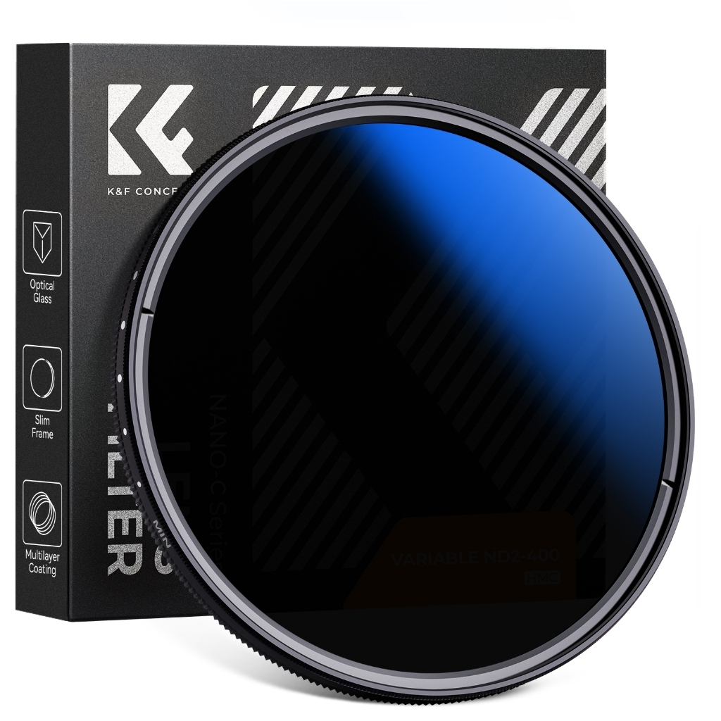 K & F Concept Nano-C Blue Coating Variable ND2-ND400 Bộ lọc ống kính mật độ trung tính (37mm - 82mm)
