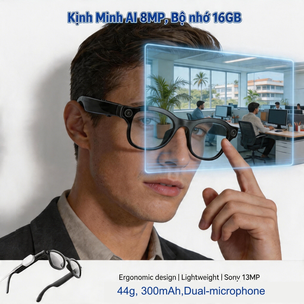 800W Sony Camera AI Kính Thông Minh 16GB Bộ Nhớ Thông Tin Cả Ngày Ảnh HD Chống Hình Ghi Video Thời G