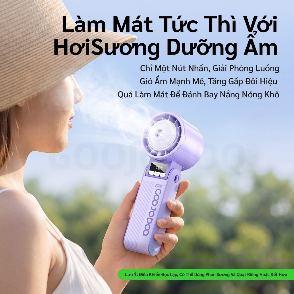 GOOJODOQ GFS023 Tốc Độ Cao ​​Quạt có chức năng phun tạo độ ẩm, 3600mAh, 100° Điều chỉnh đầu quạt, luồng không khí mạnh mẽ 8,6m / s | BigBuy360 - bigbuy360.vn